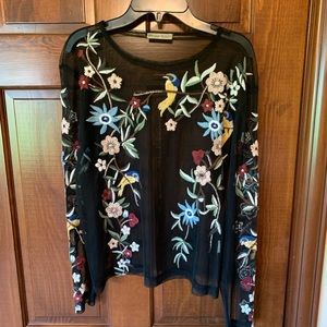 Zara embroidered detail lace top.